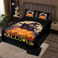 Happy Halloween Kids Bedspread Size,Moon Pumpkin Lantern King Halloween 01