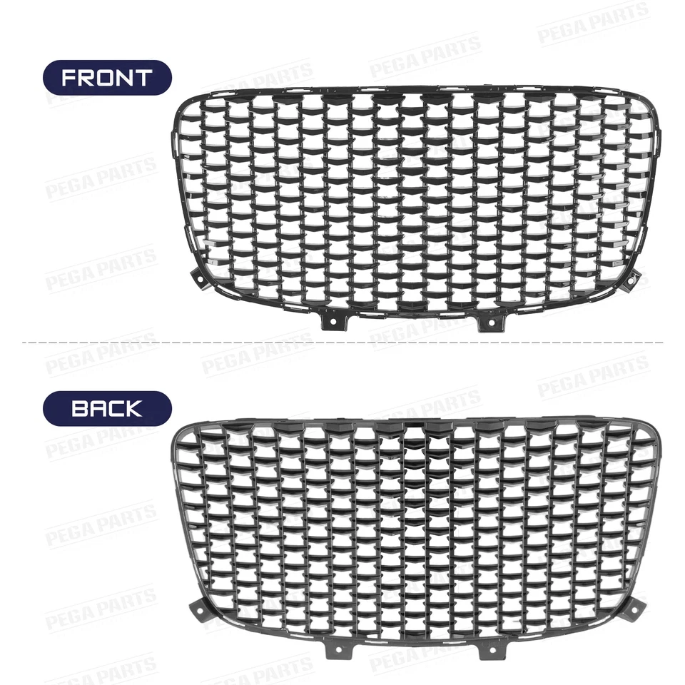 Gloss Black Front Bumper Upper Grille For 2015-2023 Chrysler 300 300C SRT Style - Изображение 3 из 4