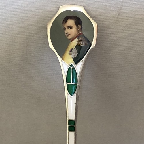 Antiker französischer handbemalter Napoleon Bonaparte Löffel aus Emaille auf Sterlingsilber. - Bild 3 von 15
