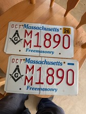 pair (2) of Massachusetts Masonic license plates.