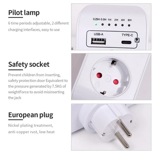 USB Typ-C Timer Schalter Digital Countdown Timing Steckdose Küchengerät El7720 - Bild 9 von 10