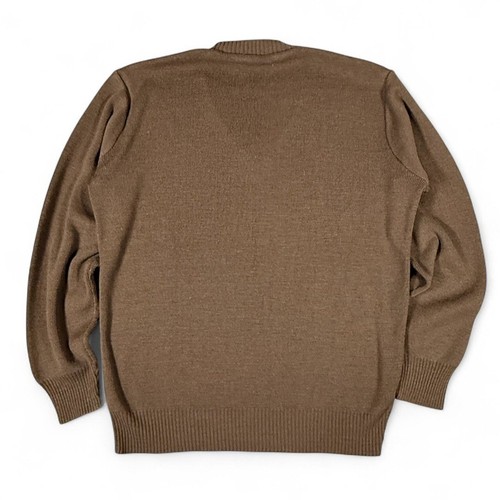 Jaguar Embroidered Vintage 80s 70s Wool Sweater Grandpacore Brown Car Logo Men L - Picture 5 of 6