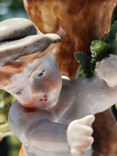 Von Scheirholz German Porcelain Lamp Base Children Picking Apple Vintage *Read* - Picture 4 of 23