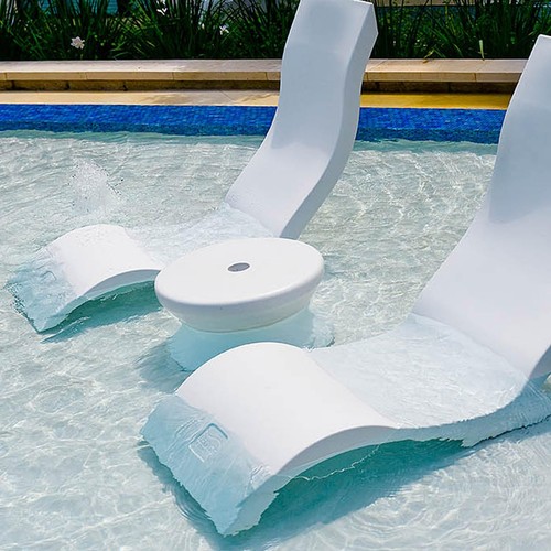 in-Pool Side Table with Umbrella Hole (White) - Picture 4 of 5