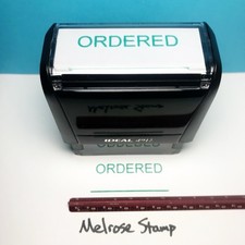 Ordered With Name Date Line Stamp Green Ink Self Inking Ideal 4913