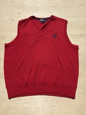Vintage Polo Golf Ralph Lauren Sweater Vest Men's Large Red Cotton