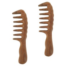 2pcs Wide Tooth Wooden Comb: Sandalwood Massage Brush Detangling Comb - Large