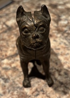 Antique Cast Iron Boxer Dog Bank