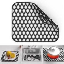 TOOVEM 13.6"x11.6" Kitchen Silicone Sink Bottom Protector Mat Desktop Heat Grid