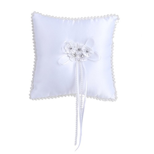 Romance Flower Rings Pillow Rhinestones Rings Cushion For Bride Formal Occasion - Picture 3 of 12