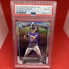 2025 Bowman Charlie Condon 1st Chrome #BCP-75 Mega Box Mojo PSA 8 Rockies Card