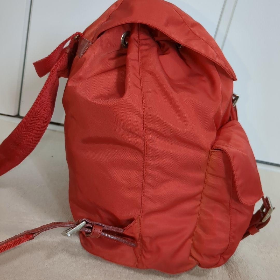 PRADA Backpack Red Testo Nylon Triangle Logo Leat… - image 7