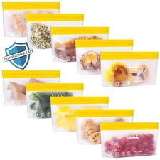 10 Pack Stand-Up Reusable Snack Bags Dishwasher Safe, 10 Pack-10 Snack Bags