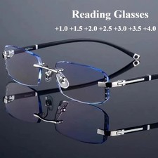 Rimless Reading Glasses Luxury Diamond Cut Business Eyewear Men Women Presbyopia
