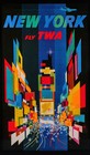 Affiche de voyage vintage 1960 TWA New York David Klein art mural impression rétro