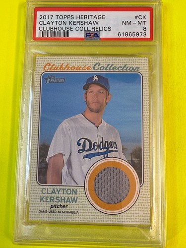 DA108934 2017 TOPPS HERITAGE CLUBHOUSE COLLECTION JERSEY CLAYTON KERSHAW PSA 8 - Bild 1 von 2