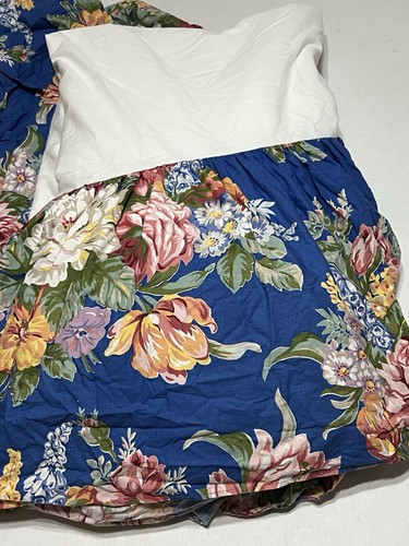 Vintage Ralph Lauren MELISSA on Blue Floral King Bed Skirt Ruffle