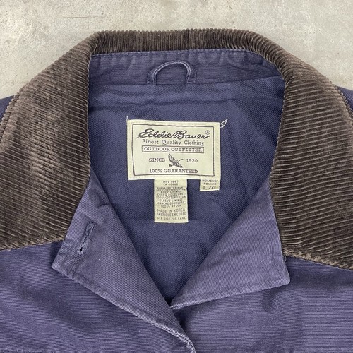 Vintage Eddie Bauer dunkelblau Chore Jacke Cordkragen Damen L Herren M - Bild 2 von 8
