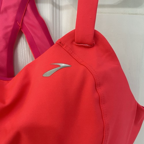 Sujetador deportivo Brooks Juno coral brillante/rosa talla 40B ajustable alto impacto 350071 - Imagen 2 de 11