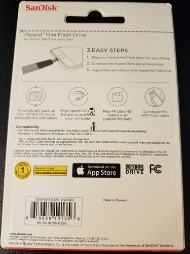 SanDisk iXpand SDIX40N032G USB 3.0 Mini Flash Drive Stick NEW - 第 2/2 張圖片