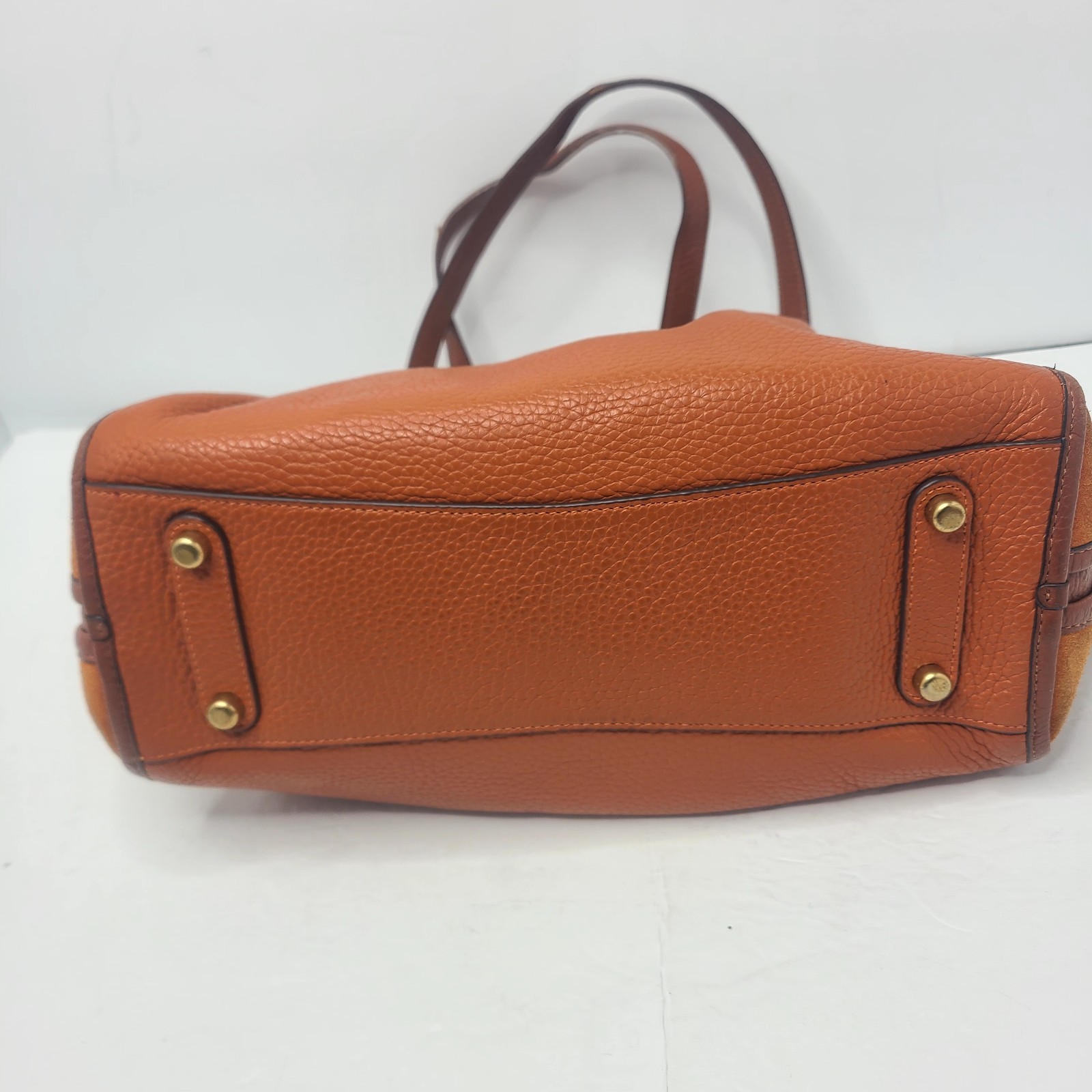 Coach Lori Canyon Mixed Pebbled Leather And Suede Shoulder Bag Purse Rust Orange image 7