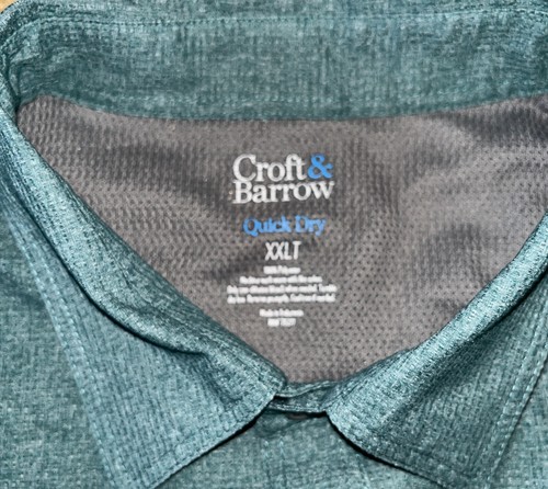 Croft & Barrow Quick Dry Shirt Mens XXLT(2XL Tall) Heather Blue Button Up Vented - Picture 4 of 12