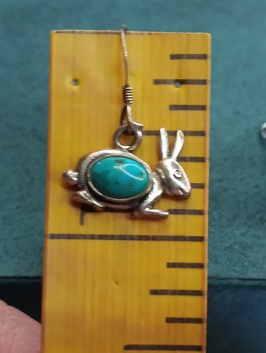 Vintage Indianer Handarbeit Sterling 925 & Türkis Kaninchen Tropfen Hänger... - Bild 8 von 10