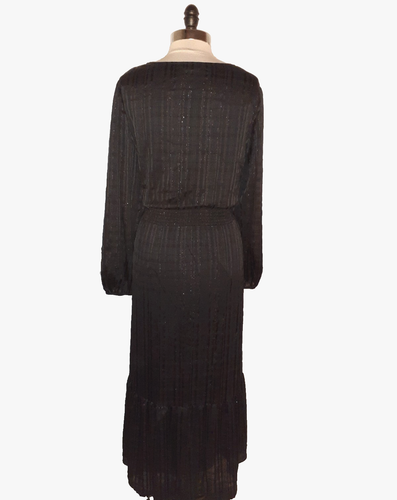 NINE WEST Plus Size 2X Maxi Dress Black Sparkles Long Sleeve - Picture 4 of 5