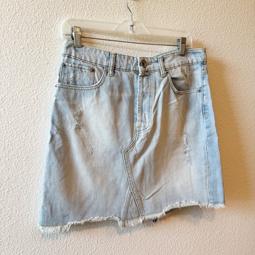 Zara Woman Premium Collection Aged Denim Distressed Skirt Size 6 - Picture 11 of 11