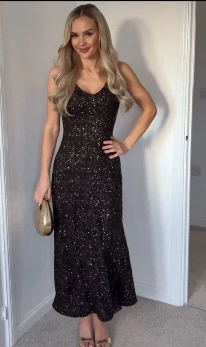 zara sequin dress ebay ZARA WOMAN NWT FW22 BLACK SEMI-SHEER SEQUIN DRESS ALL SIZES REF: 8351/254