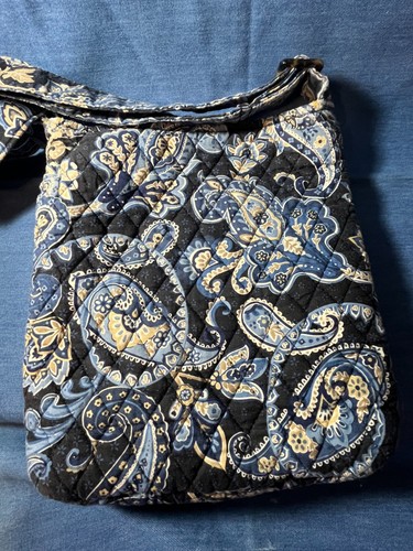 Vera Bradley Windsor Navy Paisley Crossbody Hipster Bag Purse Retired Zipper - Picture 9 of 9