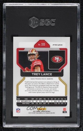 2021 Panini Prizm Red White & Blue Trey Lance #333 SGC 9 MINT Rookie RC - Picture 2 of 3