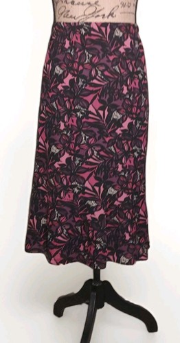 Sag Harbor Woman - Burgundy Floral Lined Polyester Pull-On Skirt - Size 3X - Picture 1 of 4