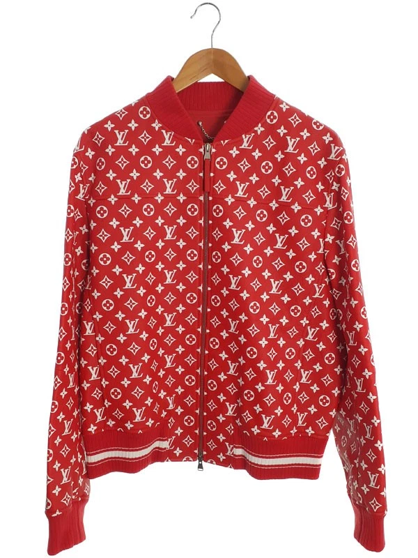 Veste de baseball cuir Louis Vuitton Supreme monogramme taille 52 homme occasion