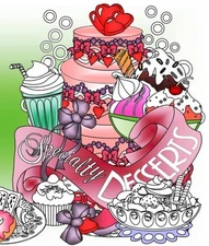 SPECIALTY DESSERTS (ADULT COLORING BOOK) By Shirley D. Lise **BRAND NEW**