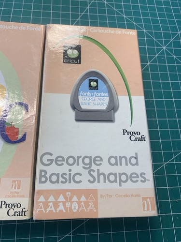 LOT Cricut Font Cartridges PLANTIN SCHOOLBOOK & GEORGE & BASIC SHAPES Home Deco - Picture 3 of 11