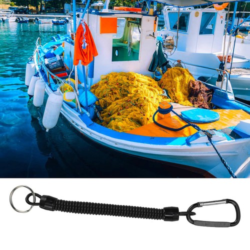 Retractable Elastic Keychain Lanyard Anti Lost Fishing Gear Tool Black - Picture 10 of 12