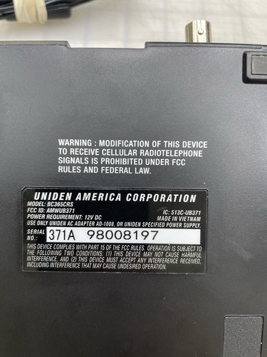 Uniden Bearcat Scanner BC365CRS With Power Cord But No Antenna - Afbeelding 12 van 13