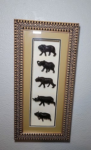 Madera tallada a mano animales africanos en estilo marco león elefante jaguar rinoceronte bueyes - Imagen 11 de 11