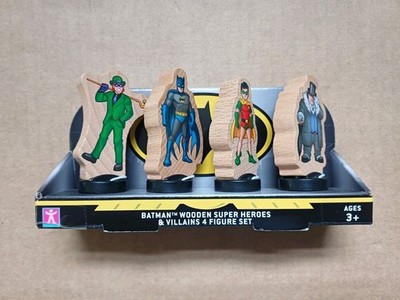 Batman Superhelden und Schurken 4 Figuren Holzspielzeug Set Pack Brandneu
