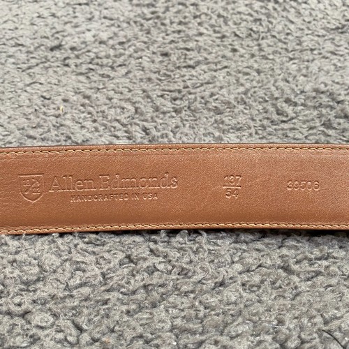 Allen Edmonds Leather Belt Lot 3 Size 54 USA Made Handmade Square Silver Buckle - Picture 10 of 20