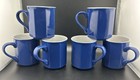 6 Vintage Kilncraft Blue & White Octagonal Mugs / Cups 3.5” Tall