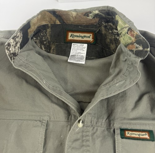 REMINGTON Button Down Shirt Mens Size Large Camo Trim Cotton LS Hunter - Picture 12 of 13
