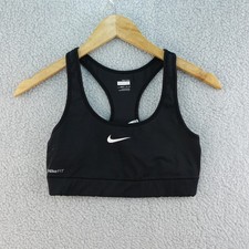 Nike Pro Women's M Sports Bra Black Racerback Dri-FIT Activewear Gym Workout