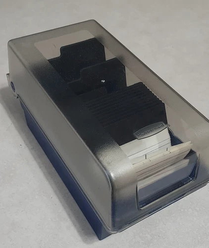 Rubbermaid Blue Floppy Disk Storage Box Case w/ Dividers and 10 BASF 2 HD FLOPPY