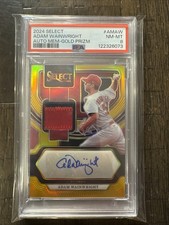 2024 Panini Select - Autographed Mem Adam Wainwright #AM-AW Gold Prizm /10 Psa 8