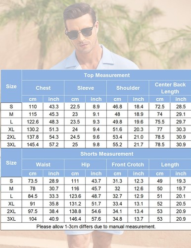 Mens Short Sets 2 Piece Outfits Fashion Summer Tracksuits Casual Shirt and Sh... - Picture 6 of 6