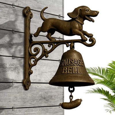 Vintage Dachshund Witch Doorbell  Iron Halloween Door Hanger Bell Outdoor