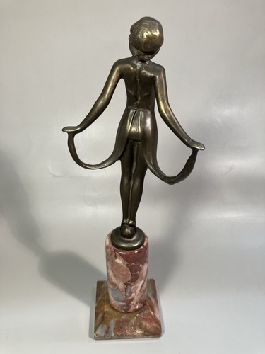 Dancing Lady Figurine Bronze Coated Metal Sculpture With Marble Pedestal 21cm - Picture 4 of 10