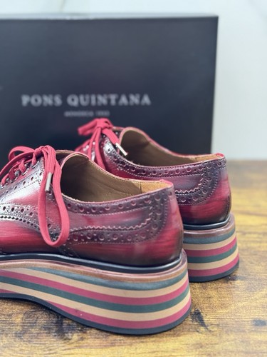 Pons Quintana Leather Casual Shoes For Women Cherry Size 39 - Picture 3 of 6